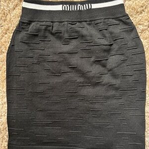 Miu Miu Black Textured Midi Skirt